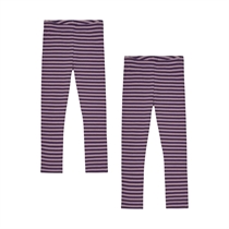 BIRKHOLM 2-Pak Stribede Rib Leggings Due Lilla & Vindrue Lilla